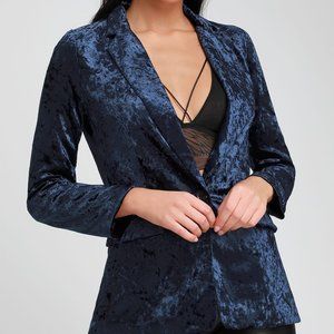 Lulus crushed blue velvet jacket size M blazer